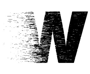 Bold grunge typography forming the letter W with distressed black and white texture. Ideal for posters, branding, album covers, street style graphics, and edgy typographic designs.