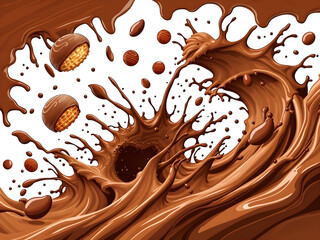 A splash of chocolate with nuts and other toppings