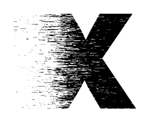 Bold grunge typography forming the letter X  with distressed black and white texture. Ideal for posters, branding, album covers, street style graphics, and edgy typographic designs.