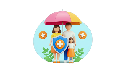 Family Protected by Health Insurance Umbrella