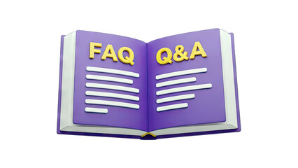 FAQ and Q&A Book Illustration on White Background