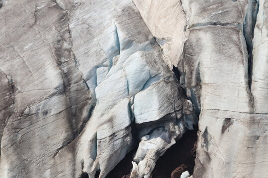a cracked glacier on the slopes of Elbrus