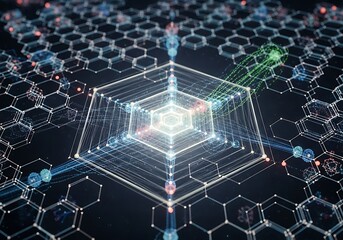 Abstract Technology Network - Futuristic Data Connection and Digital Communication.