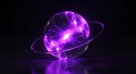 Electrifying Energy Orb: A mesmerizing, glowing energy orb pulses with vibrant light, encircled by a celestial ring, hinting at the vast, mysterious powers of the universe.