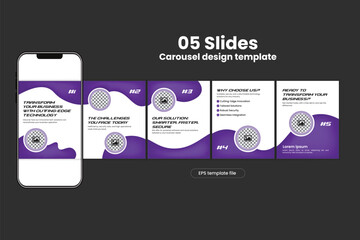 Futuristic Technology Business Instagram Carousel Template with Purple Gradient Design