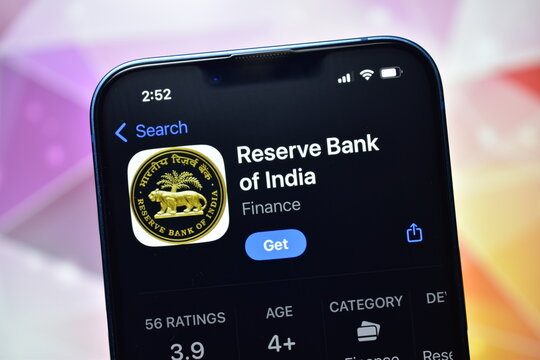 20 december, 2025 new delhi, india :- Reserve Bank of India official finance app on screen