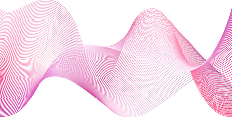 Dotted pink magenta wind waves. Abstract curved line vector background. Breast cancer tech wallpaper. Curved purple swirls and lattice liquid flow. Audio signal frequency.