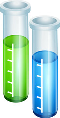 Two vibrant test tubes with distinct colored liquids for scientific experimentation and analysis