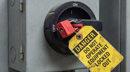 Lockout tagout workplace safety procedure illustrating hazardous energy control equipment isolation protection preventing accidental startup injury death through industrial manufacturing compliance