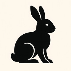 Obraz premium Black rabbit silhouette isolated on transparent background