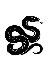 Black snake silhouette isolated on transparent background