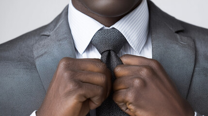 A man is wearing a suit and tie