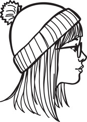 Stylish profile of a young person wearing a cozy beanie and trendy glasses