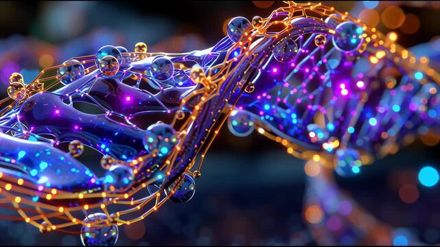 Glowing DNA Helix Structure Animation.
