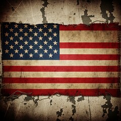 American Flag on Weathered Surface - Patriotic Symbolism.