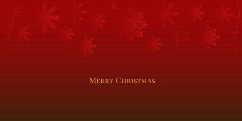 Fototapeta premium Vector illustration of a festive red background with gradient snowflakes, ideal for Christmas postcards, greeting cards, headers, banners, wallpapers, and winter holiday designs.