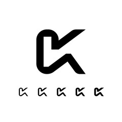 Letter K, digital alphabet cyber font, including set of five different letters, vector illustration 10EPS