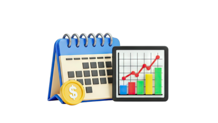 Financial Growth Chart with Calendar and Coin