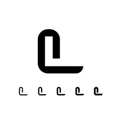 Letter L, digital alphabet cyber font, including set of five different letters, vector illustration 10EPS