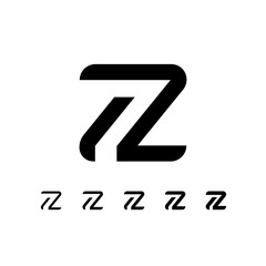 Letter Z, digital alphabet cyber font, including set of five different letters, vector illustration 10EPS