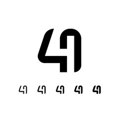 Number 4, digital numeral four, including set of five different cyber numbers, vector illustration 10EPS