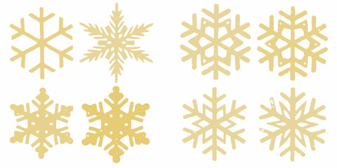 Golden snowflakes arranged in a grid showcasing delicate winter patterns