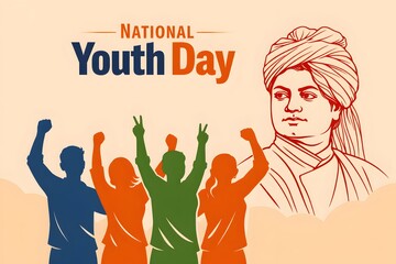 Indian Youth Day ,Swami Vivekananada Jayanti Illustration.