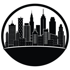 city skyline vector icon on white background