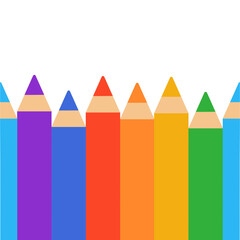 Rainbow colored color pencils. PNG illustration on transparent background.