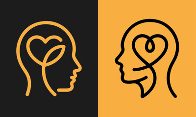 A minimalist logo illustrating the connection between mind and heart