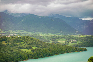 Mountains and Lake Sautet in France
