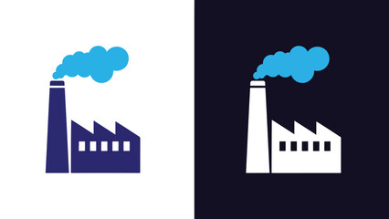 Industrial factory icon set - Blue icon set - Solid icons vector collection - Vector icon set - Line and glyph solid icon set - Icon vector - Flat Design Icon