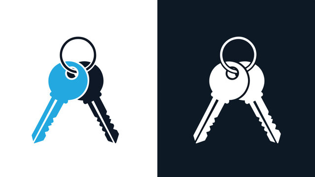 Key icon set - Blue icon set - Solid icons vector collection - Vector icon set - Line and glyph solid icon set - Icon vector - Flat Design Icon