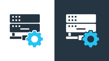 Server configuration icon set - Blue icon set - Solid icons vector collection - Vector icon set - Line and glyph solid icon set - Icon vector - Flat Design Icon