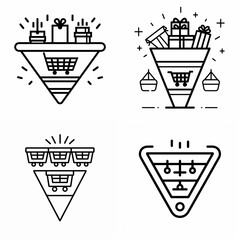 Creative marketing funnels illustrating sales and customer acquisition concepts