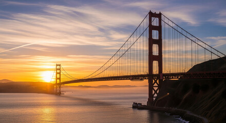 Fototapeta premium golden gate bridge at sunset