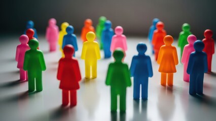 Diverse group of colorful people standing together in unity and harmony