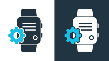 Smartwatch settings icon set - Blue icon set - Solid icons vector collection - Vector icon set - Line and glyph solid icon set - Icon vector - Flat Design Icon