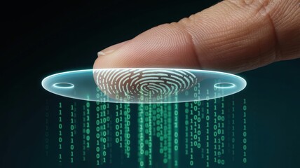 Fingerprint scanned for digital security, representing biometric identification and data protection.