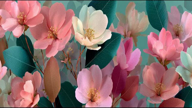Pink Flowers in Blooming Garden.