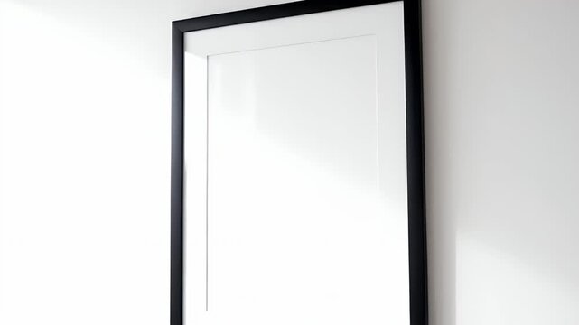Minimalist Black Framed Mirror on a White Wall.
