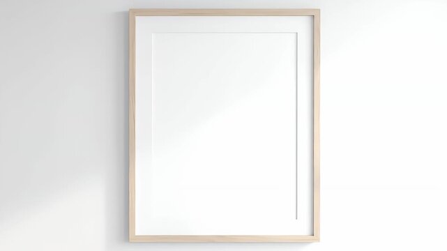 Minimalist Blank Picture Frame Mockup on White Wall with Natural Light.