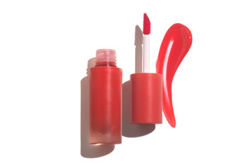 cherry glossy lipgloss gel cosmetic makeup product mockup flat lay, lips for fashion girl