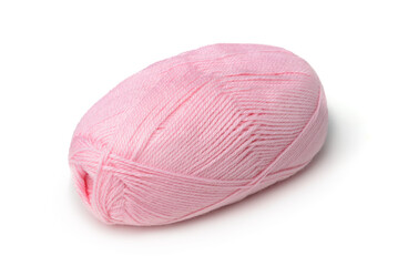 Skein of pink wool acrylic blend yarn