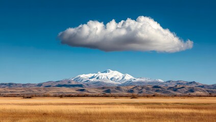 Lone Cloud Over Mountain Range