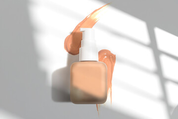 foundation primer cream lotion cosmetic for makeup, product mockup packaging tube bottle in flat...