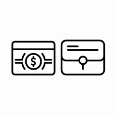 Simple line art illustration of a wallet and a money clip with a dollar sign
