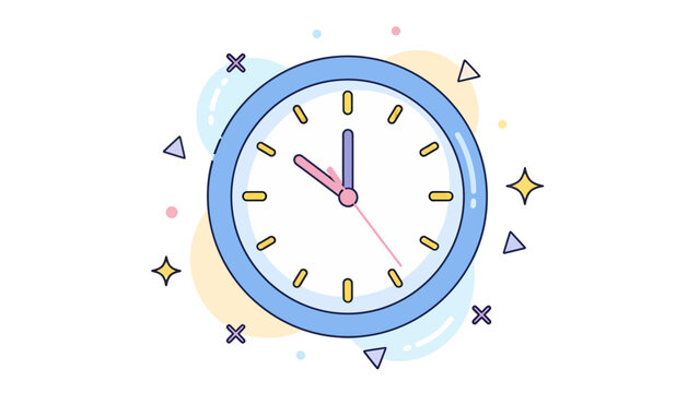 Cute Pastel Clock Illustration with Time Concept