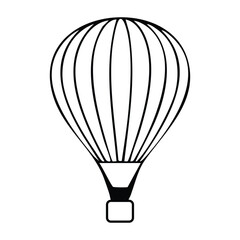 Black and white hot air balloon line art illustration