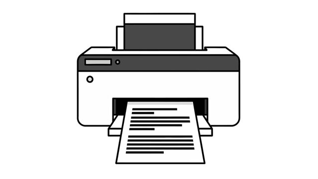 Printer with Paper Printing in Flat Design